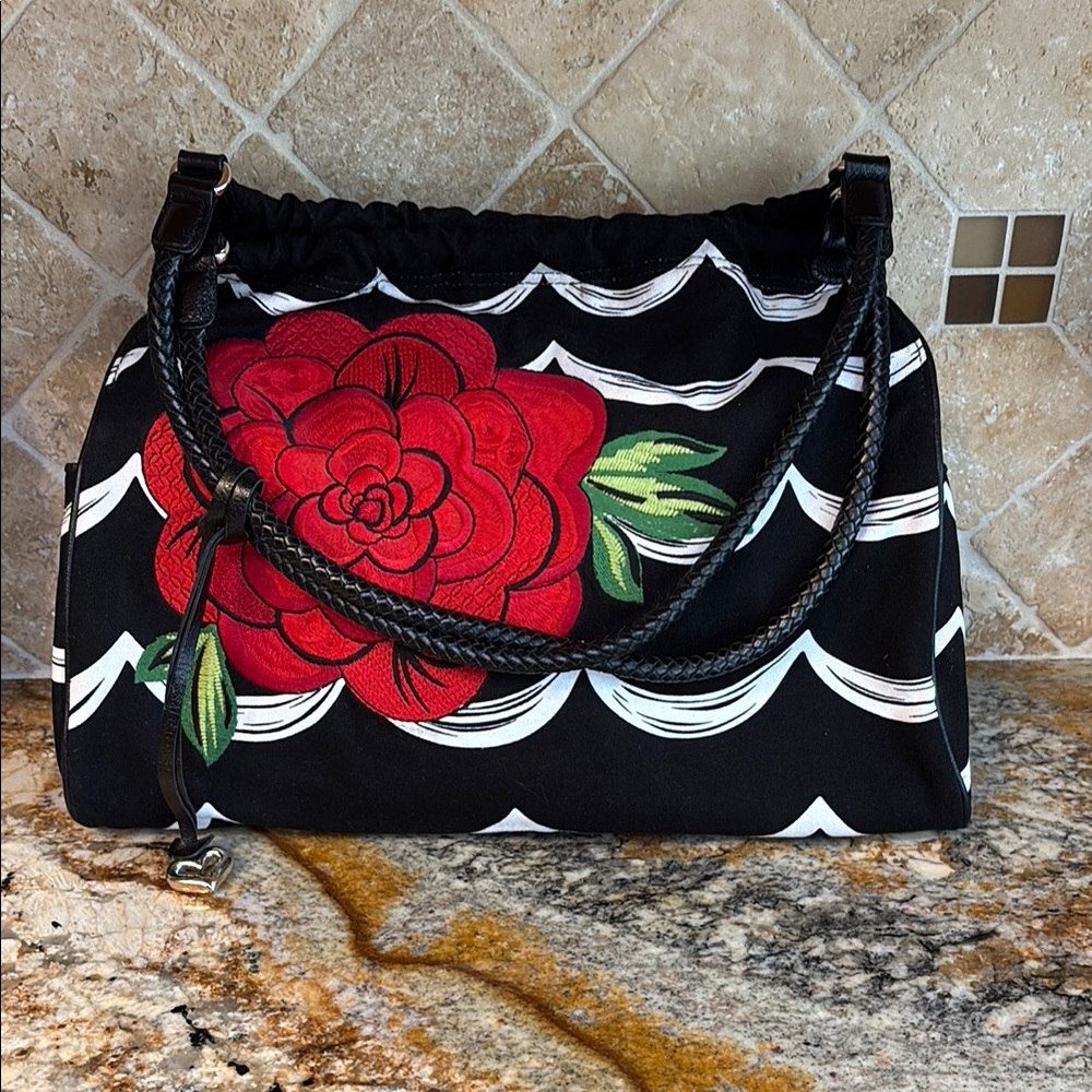 Brighton Black and Red Floral Bag